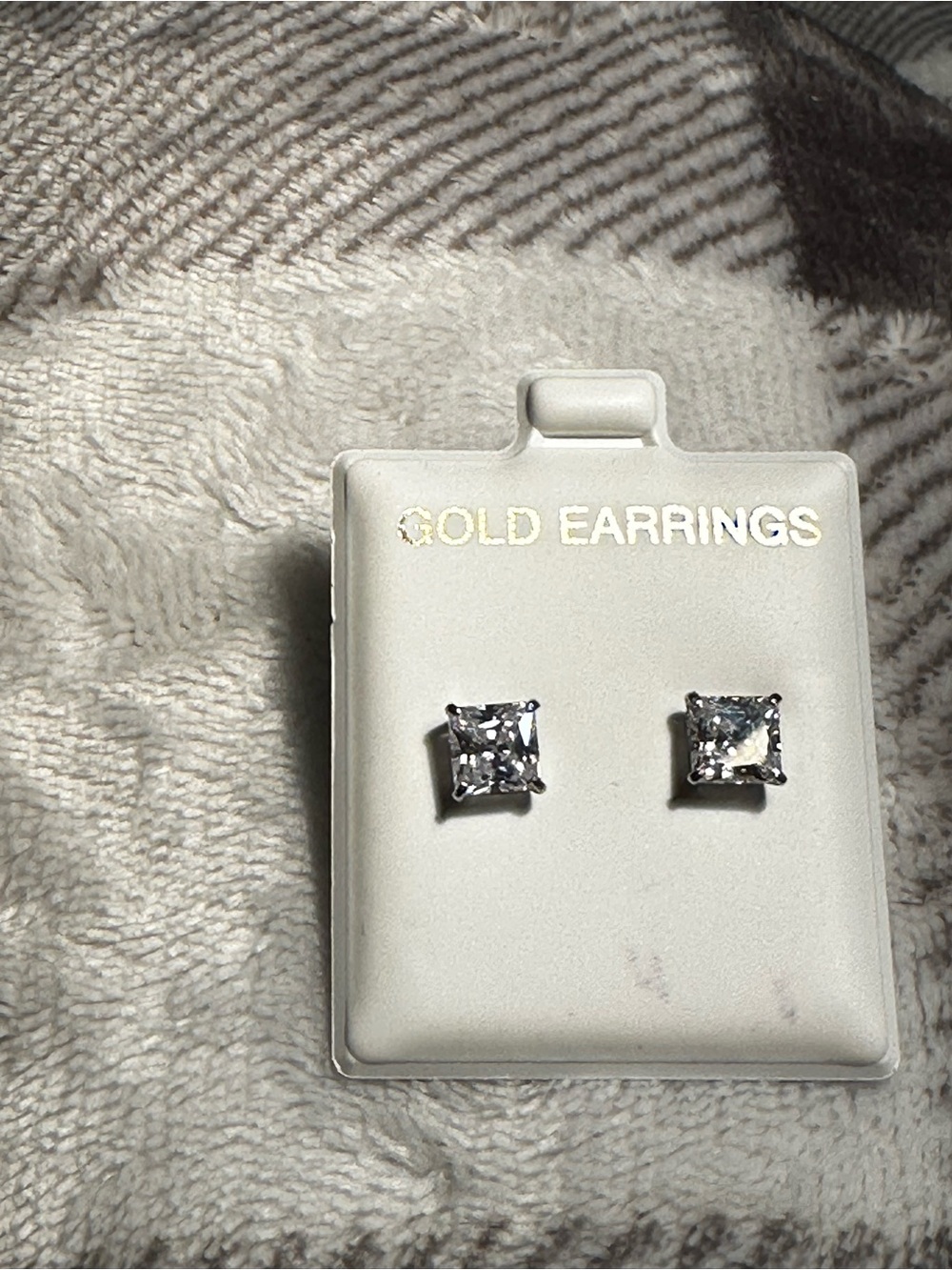Princess Cut CZ 6mm Stud Earrings - Clear Stones